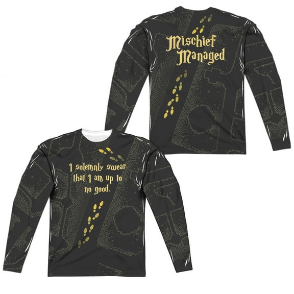 Harry Potter - Marauders Map (Front/Back Print) - Regular Fit Long Sleeve Shirt - Large