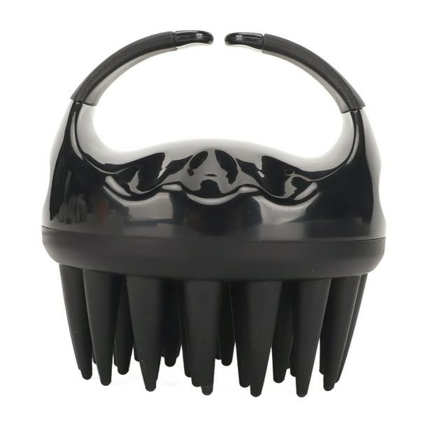 Masajeador de silicona para el cuero cabelludo, cepillo ergonómico negro para eliminar la caspa y el crecimiento del cabello.