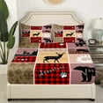 thumbnail image 3 of Rustic Farmhouse Sheets Twin,Vintage Cabin Lodge Sheet Set Teens Bedroom Decor,Woodland Bear Deer Bed Sheets Set Western Cowboy Grid Claw Bedding Set Cabin Gifts For Women, 3 of 5