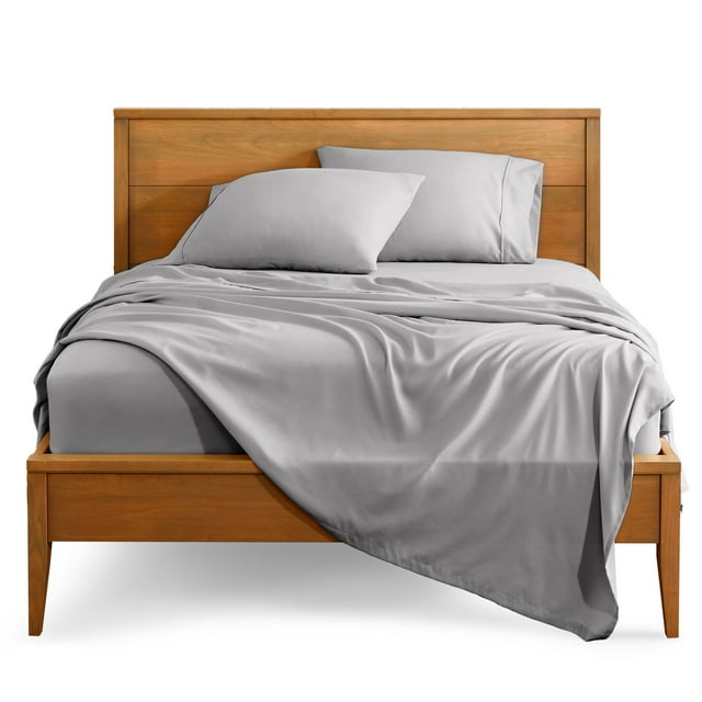 Bare Home Premium 1800 Collection 4-Piece Bed Sheet Set, California King, Light Gray