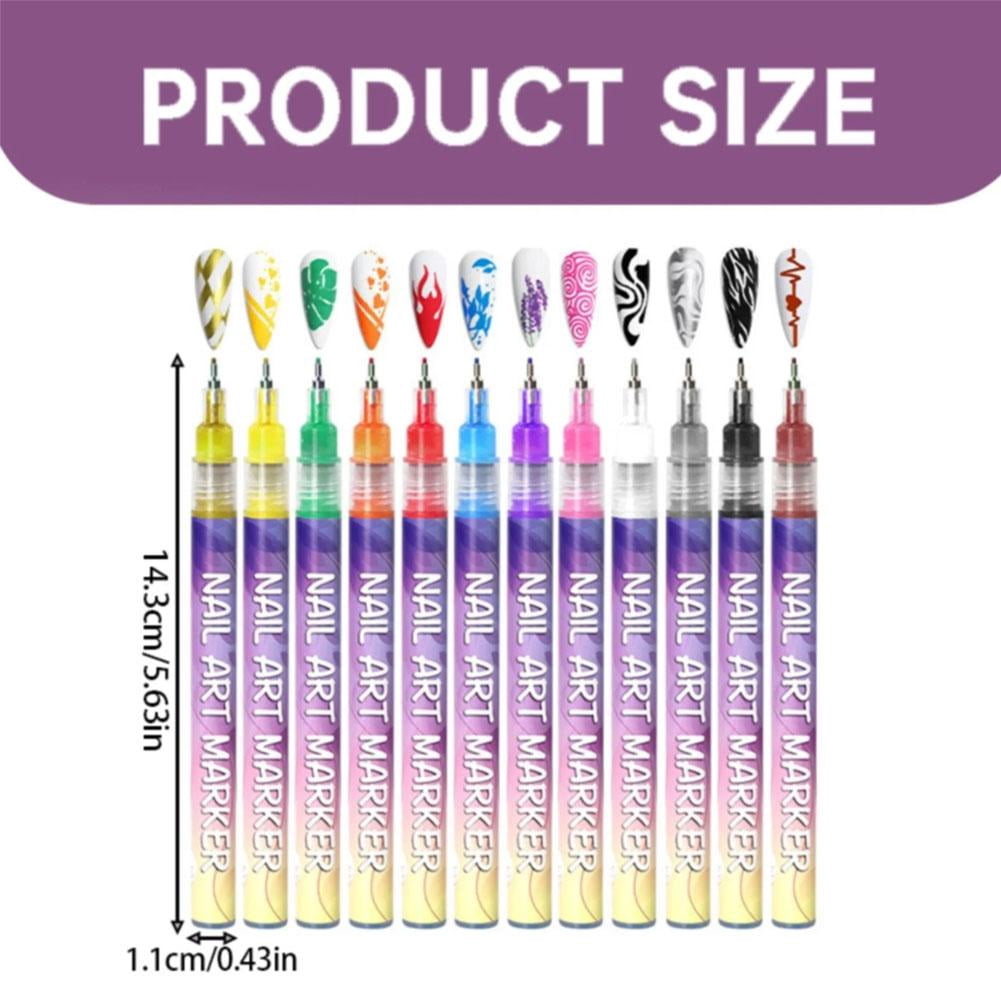12 Colors 3D Nail Polish Pens for Painting, 2025 Upgrade Nail Art Pens Set, DIY Quick Dry Graffiti Dotting Point Liner Pens, Nail Art Markers for Gel Nails, Nails Art Drawing Tool（1pcs）