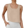 thumbnail image 2 of Tank Tops for Women Women's Linen Blend Round Neck Button Up Sleeveless Tank Camisoles for Women Beige L, 2 of 7