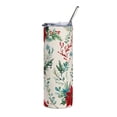 thumbnail image 4 of Skinny Tumbler with Straw – Festive Christmas Floral & Evergreen Design, 20oz Stainless Steel, Insulated Holiday Gift, 4 of 5