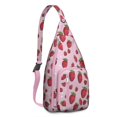 thumbnail image 1 of Colored Strawberry Sling Backpack - Playful Fruit Pattern Crossbody Bag, Fashionable Daypack for Teens, 1 of 4