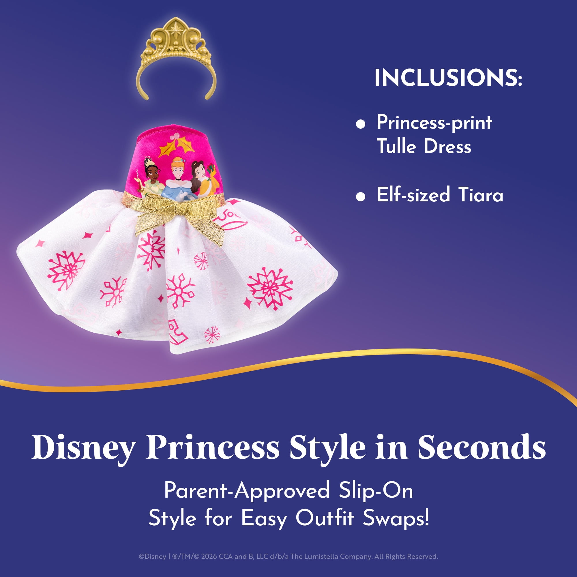 The Elf on the Shelf Disney Princess Pretty in Pink Party Dress & Tiara - Scout Elf Not Included