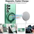 thumbnail image 2 of Compatible with Samsung Galaxy S22 Ultra Case with Magnetic Ring Holder [Compatible with Magsafe & Camera Lens Protector] Soft TPU Shockproof Kickstand Phone Case for Galaxy S22 Ultra Green, 2 of 12