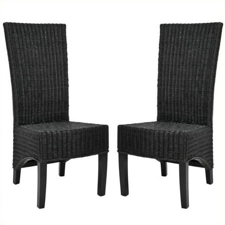 Safavieh Charlotte Wicker High Back Dining Chair In Black Set Of
