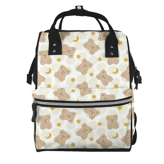 Fuzoiu Kawaii Bear Print Diaper Bag Backpack,Baby Essentials Travel Tote,Multi function Waterproof Diaper Bag, Travel Essentials Baby Bag - Unisex