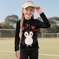 thumbnail image 2 of Psesaysky Girls Long Sleeve Shirts Cute Penguin Print Quick Dry Athletic Tops Quarter Zip Pullover Kids Teens Sportswear for Golf Yoga Tennis 12-13 Years, 2 of 6