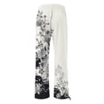 thumbnail image 5 of Women's Wide Leg Pants Retro Printed Fashionable Drawstring Loose High Waisted Casual Wide Leg Stretch Dress Casual Flowy Palazzo Pants Women, 5 of 5