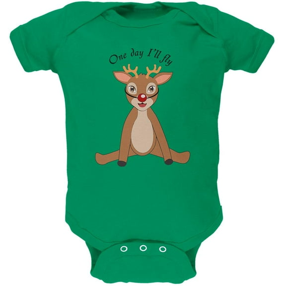 Christmas Baby Deer Fawn Soft Baby One Piece Kelly Green 12-18 M