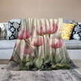 thumbnail image 2 of Pratyus Pink Flowers Throw Blanket for Sofa Couch Cozy Flannel Travel Outdoor Blanket All Seasons Lightweight Blanket 60x80in, 2 of 6
