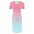 thumbnail image 5 of Delliss Pleated Bodycon Maternity Dress For Women Crew Neck T-Shirt Trendy Print Breathable Dress For Daily Wearing, 5 of 6