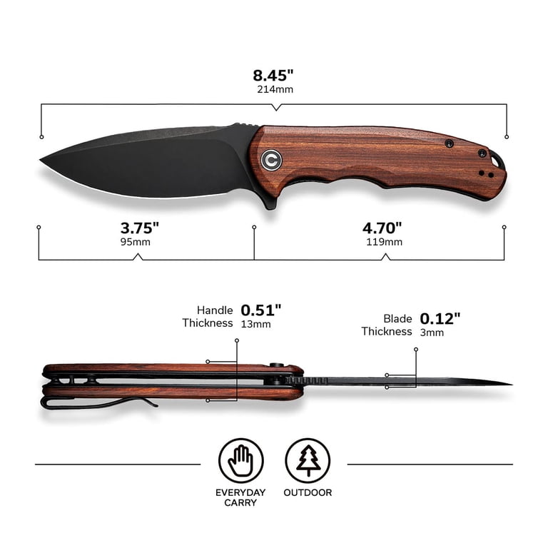 CIVIVI PraxisI Folding Pocket Knife 3.75 inches 9Cr18MoV Steel