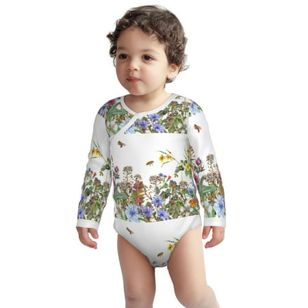 

Fotbe Herbs and Wildflowers Pattern Unisex-baby Long-sleeve Bodysuit Long Sleeve Bodysuits One-piece 100% Organic Cotton for Infant Baby Boys Unisex-6 Months