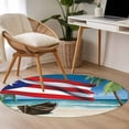 thumbnail image 4 of Puerto Rico Flag Sea Round Area Rug 4Ft Washable Circle Rugs for Bedroom Dining Room, Beach Palm Trees Boat Nautical Non-Slip Carpet Floor Mats Indoor Outdoor Carpet Runner Aesthetic Home Decor, 4 of 8