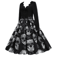 thumbnail image 4 of Disfraces de Halloween con estampado de calaveras para mujer, manga larga, vestido de ama de casa de los años 50, fiesta de noche, graduación, disfraces de cosplay elegantes y aterradores, 4 of 5