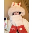 thumbnail image 4 of Winter 3 in 1 Hat Scarf Glove Set, Warm Women Siamese Hooded Scarf Gloves Pocket Hat, Long Scarf Shawl Wraps Coral fleece, 4 of 6