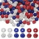thumbnail image 1 of 150 Pcs 10mm Perlas de arcilla con rhinestone para hacer joyería, perlas de disco en bloque para pulsera, collar, arete, decoración DIY, Blanco/Rojo/Azul Oscuro, 1 of 7