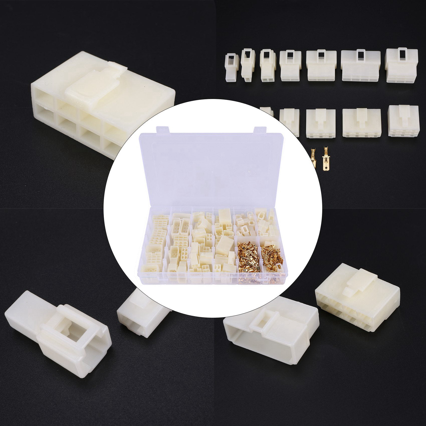 400Pcs 6.3mm 1 2 3 4 6 8 9 Pin Header Crimp Wire Terminals Kit