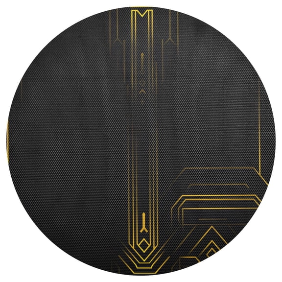 Art Deco Gold 15.4in Diameter PVC Plate Mat, Heat-Resistant and Cuttable, Kitchen Decor