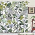 thumbnail image 4 of Green Floral Shower Curtain Boho Flower Leaves Funny Shower Curtains for Bathroom Waterproof Fabric Shower Curtain Set with Hooks Botanical Rustic Spring Bathroom Decor (72x72,Sage Green), 4 of 6