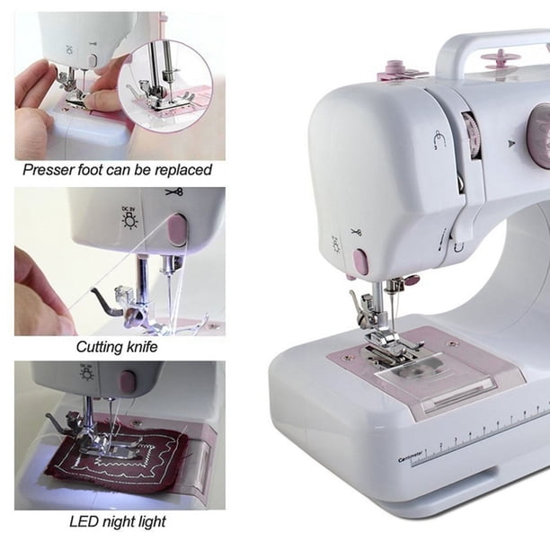 Machine à coudre portable double fil, mini machine à coudre électrique portable pour adultes,Blanc Machine à coudre portable double fil, mini machine à coudre électrique portable pour adultes,Blanc