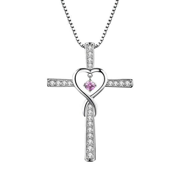 YINSEN Cross Necklace Cross Chain for Women Cross inlaid Zircon Pendant Necklace Heart Shaped Necklace Jewelry Birthday Chrismas Party Holiday Gift for Women