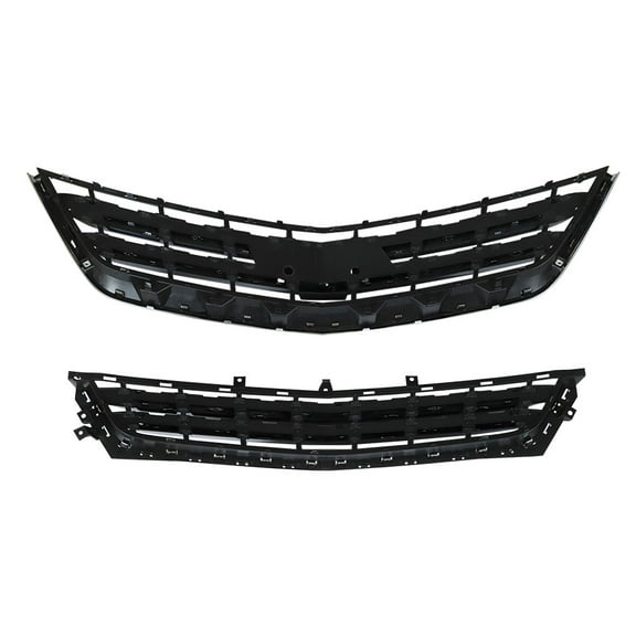 LABLT Front Upper and Lower Grille Set Chrome Black 2Pcs Replacement for Chevrolet Impala 2014-2020