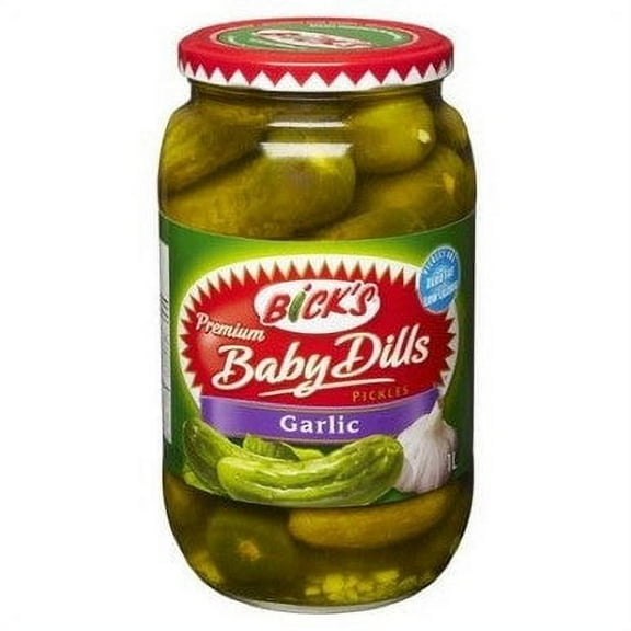 Bicks Jar of Garlic Baby Dills Pickles, 1L/33.81 fl.oz