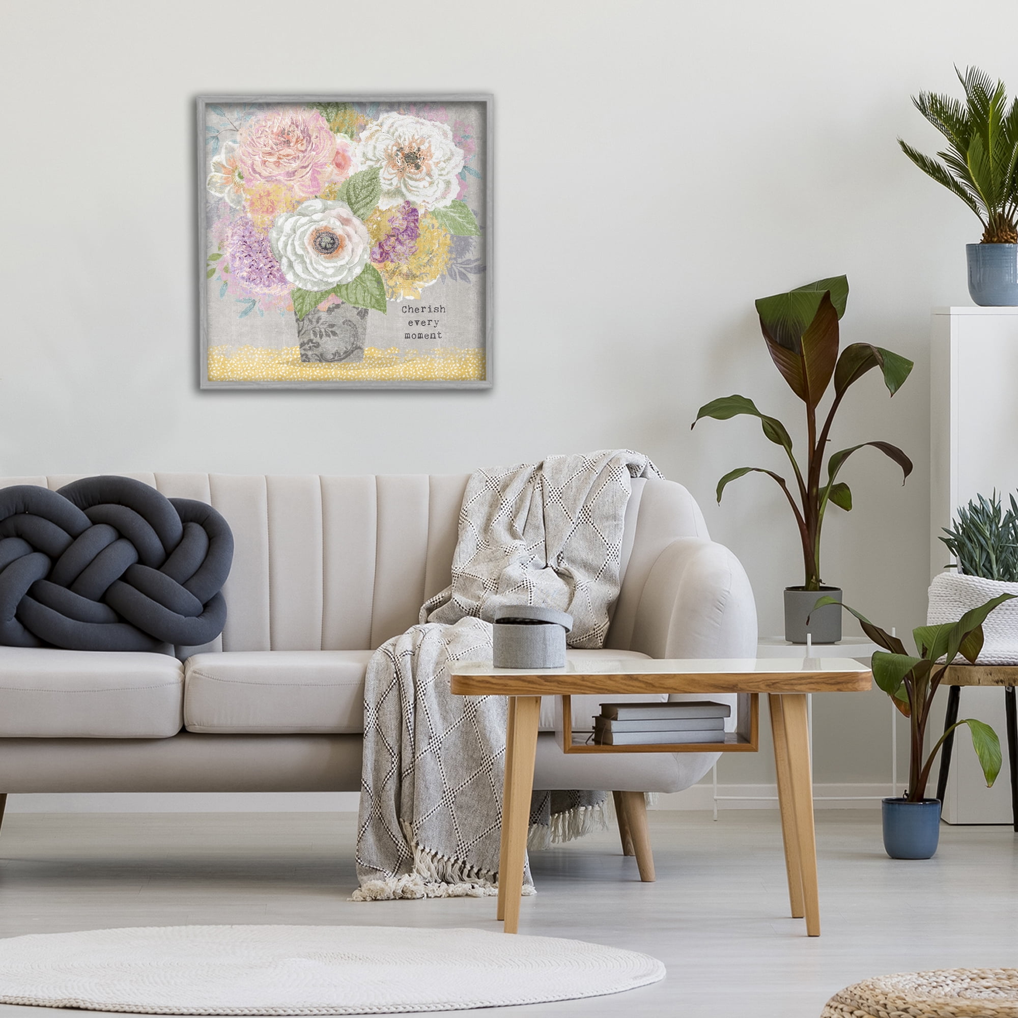 Stupell Industries Cherish Every Moment Inspiration Gray Framed Giclee Art, design by Suzanne Nicoll
