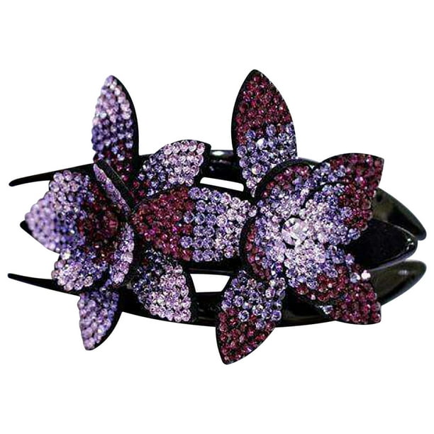 onlyliua Ofertas Flash Pinza para El Pelo con Flores y Diamantes de Imitación para Mujer, Elegante, con Forma de Disco, con Forma de Cola de Golondrina, para El Pelo, Joyería para Mujer, Pinza para E