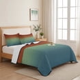thumbnail image 5 of Full Quilt Set 78''x90'', Burnt Orange Teal Ombre Lightweight Bedspread Coverlet Set with 2 Pillow Shams, Modern Abstract Art Breathable All Season Quilt Bedding for Bedroom/Guest Room, 5 of 9