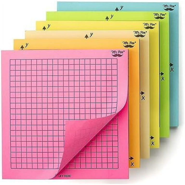 Mr. Pen- Transparent Graph Paper Sticky Notes, 6 Pads, 3x3 Inch, Graph  Sticky Notes, Math Graph Paper, Graphing Sticky Notes, Grid Sticky Notes,  Grid