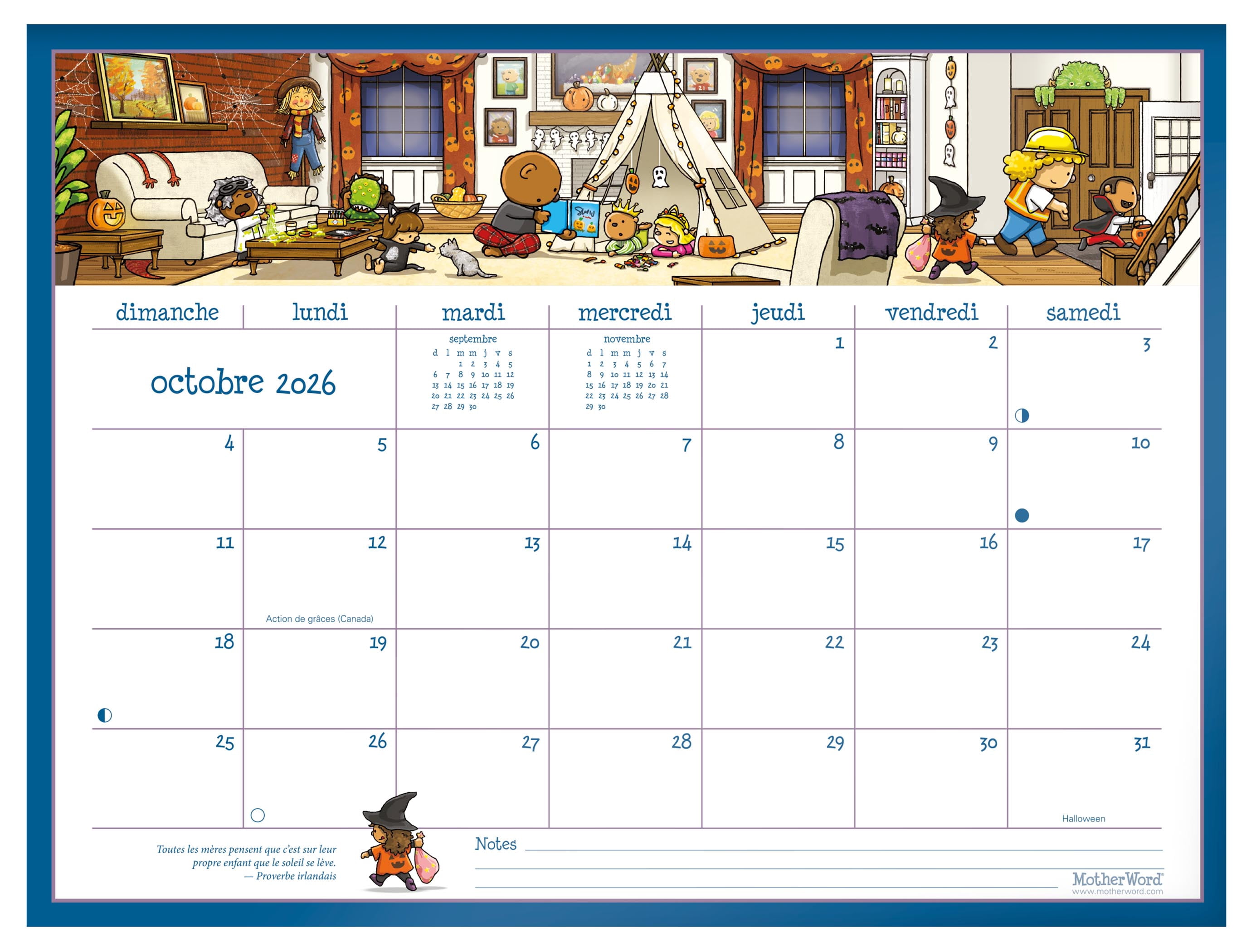 2027 Motherword Ultimate Family Large Desk/Wall Calendar, French