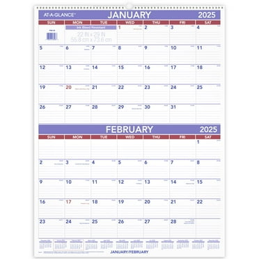 AT-A-GLANCE 2025 Two Month Wall Calendar Large 22 x 29 - Monthly Wall Calendars