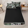 thumbnail image 4 of Manfei Rustic Mountain Wildlife Zipper Twin Comforter Sets with Fitted Sheet and 2 Pillowcases,Brown Check Pine Zipper Bedding Set,Black Reversible,4pcs, 4 of 8