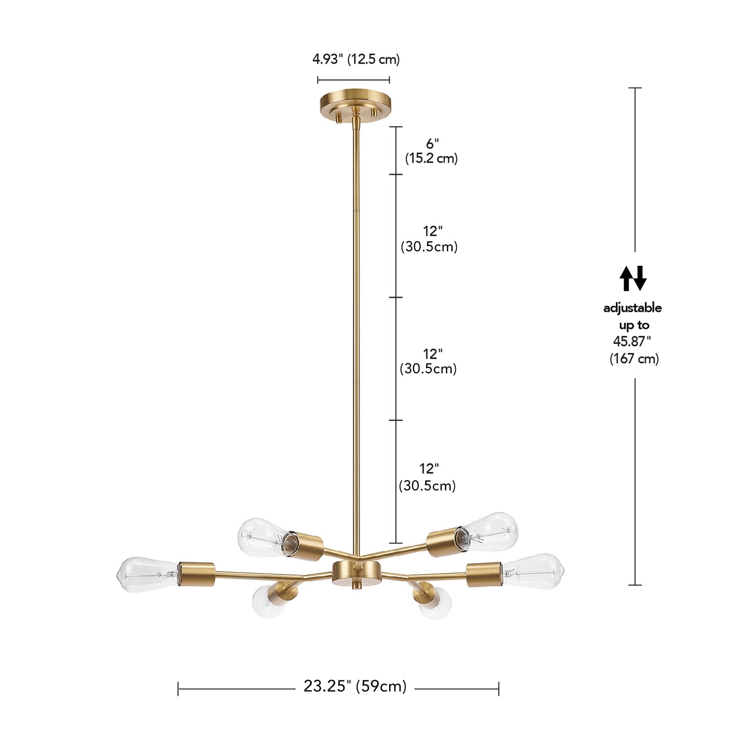 Globe Electric Tetra 6 Light Gold Chandelier, 91004450