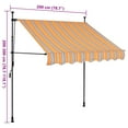 thumbnail image 2 of vidaXL Manual Retractable Awning with LED 78.7" Yellow and Blue, 2 of 7