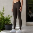 thumbnail image 2 of High Waist Seamless Ribbed Full Length Leggings- X Large, Khaki, 2 of 6