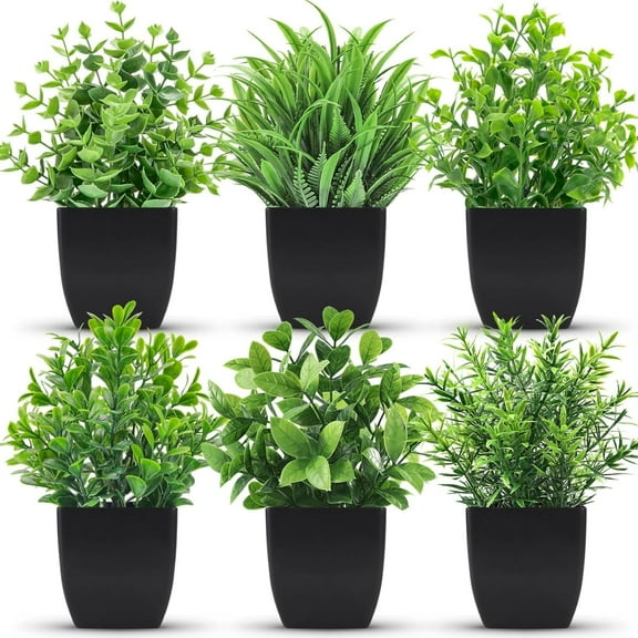 Der Rose 6 Pack Small Fake Plants Artificial Potted Faux Plants in Pot for Home Office Farmhouse Bathroom Shelf Decor Indoor