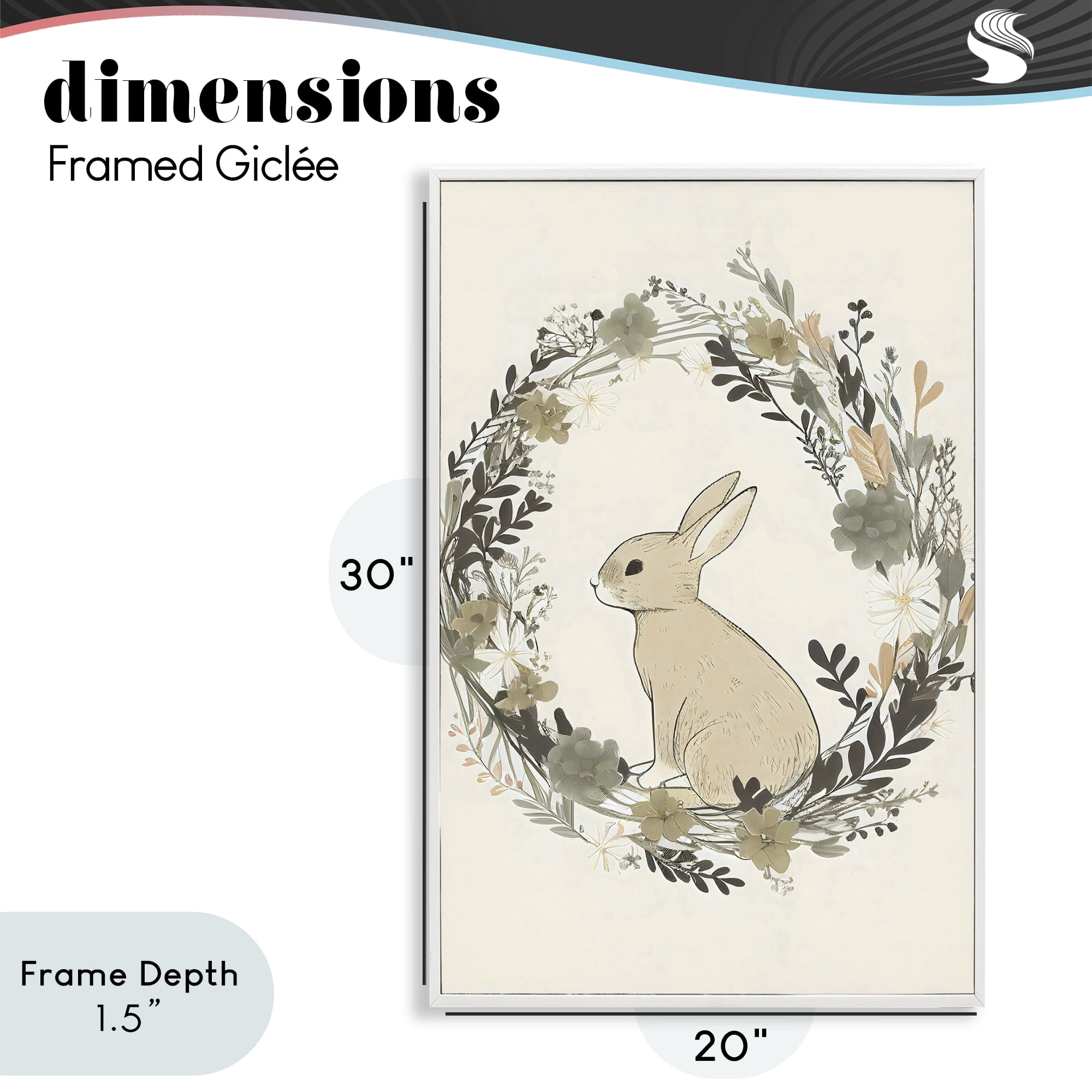Stupell Industries Pastoral Bunny Wreath White Framed Giclee Art, design by Creative Studio