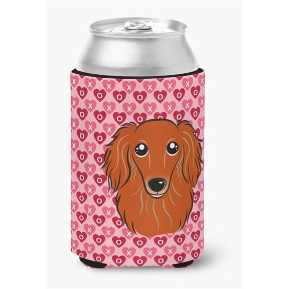Longhair Red Dachshund Hearts Can or Bottle Hugger