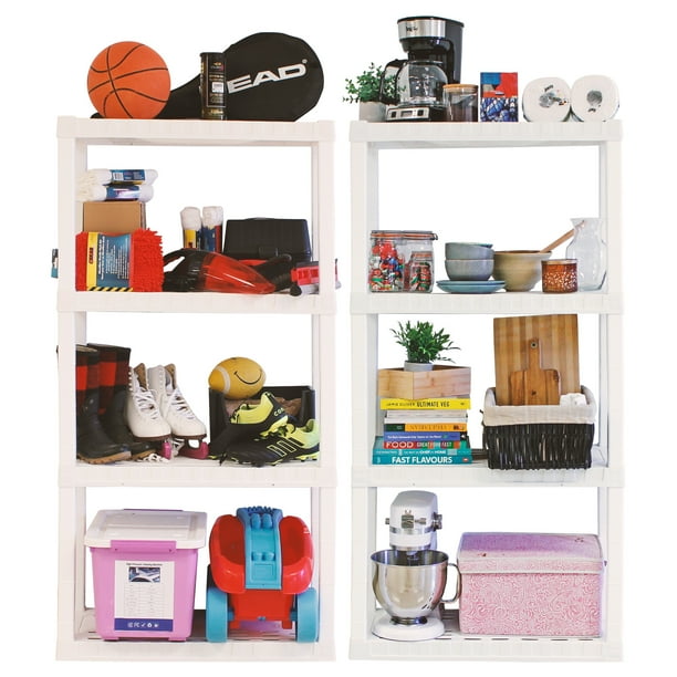 Hyper Tough 56"H x 14"D x 30"W 4 Shelf Plastic Garage Shelves, Pack of