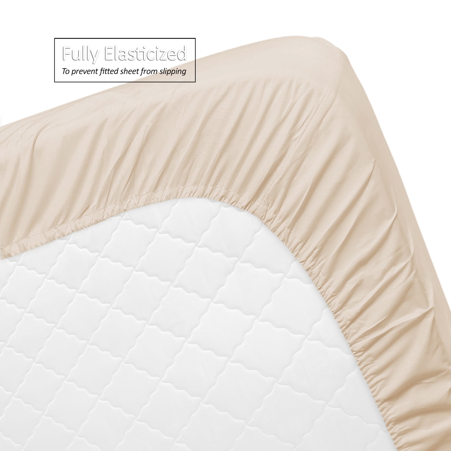 Clara Clark Premier 1800 Microfiber Collection 3-Line Bed Sheet Set, Cal King Size, Beige