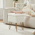thumbnail image 4 of CONCETTA Footstools Ottoman Storage Bench, Vanity Faux Fur Padded Chair with Storage and Adjustable Feet for Makeup Bedroom Entryway, White, 4 of 6