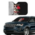 thumbnail image 4 of KAKALAD Valentines Dog With A Red Rose In Mouth 03 Universal Windshield Car Sun Shades Accordion Folding Auto Aluminum Sunshade 51"x 27.5", 4 of 9