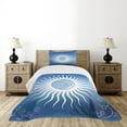 thumbnail image 4 of Ambesonne Sun Quilted Bedspread Set 2 Pcs, Crescent Moon Curlicues, Twin Size, Blue White, 4 of 5