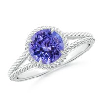 ANGARA Natural 1.45 ct Tanzanite Twist Rope Split Shank Ring in 14K White Gold for Women (Size-7mm) | December Birthstone, Birthday, Anniversary, Jewelry Gift for Women | Natural Tanzanite Ring
