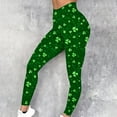 thumbnail image 2 of lcziwo Holiday Sales, Women's St Patricks Day Running Leggings Trendy Shamrock Clover Print Soft Stretchy Yoga Pants Casual High Waisted Tummy Control Tights Green L, 2 of 6